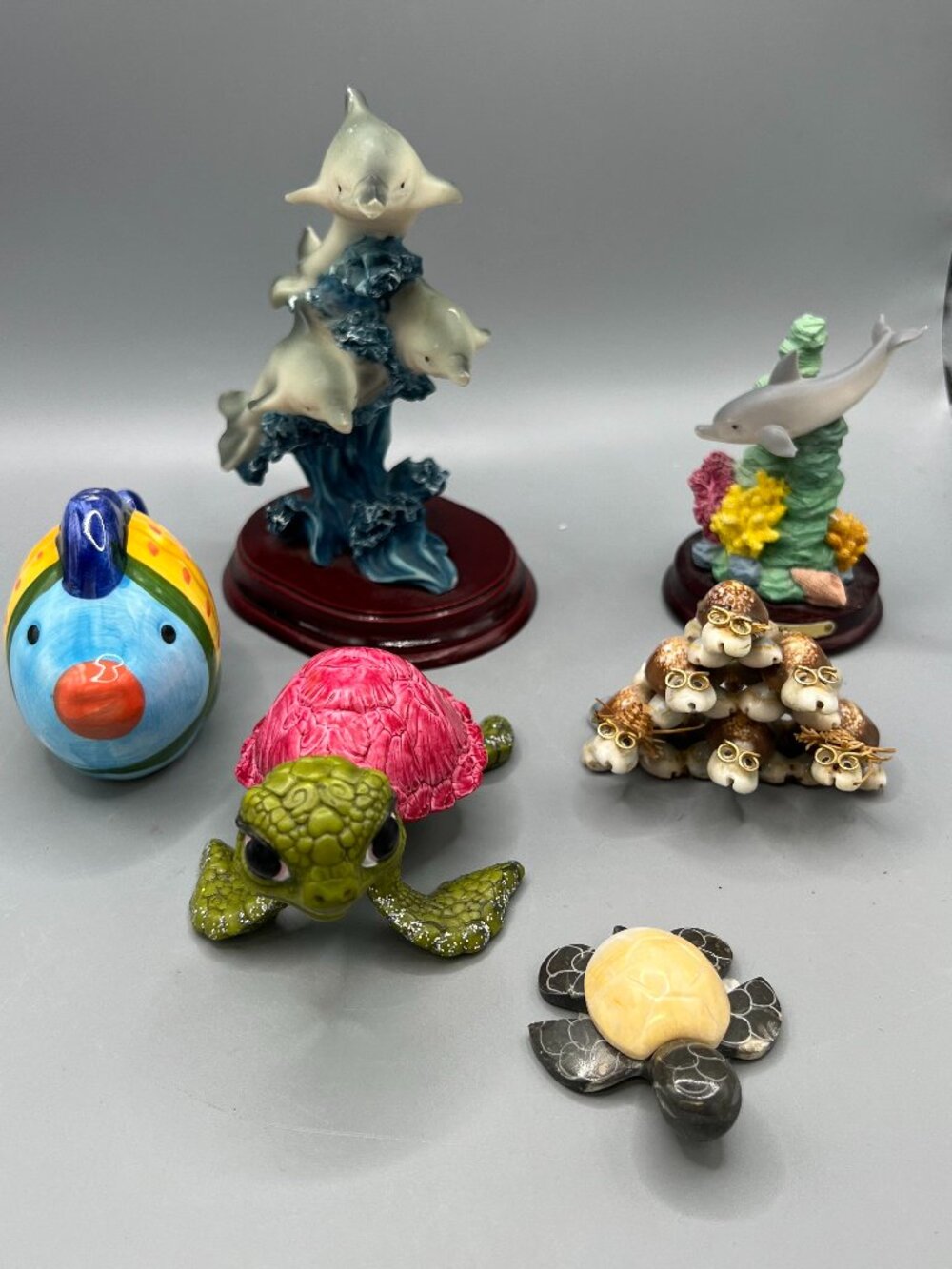 Turtles Dolphins Sea Creatures Lot of 6 Items Salt Pepper Shaker Shells